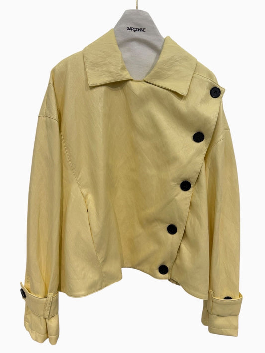 Garçonne vegan leather jasje geel