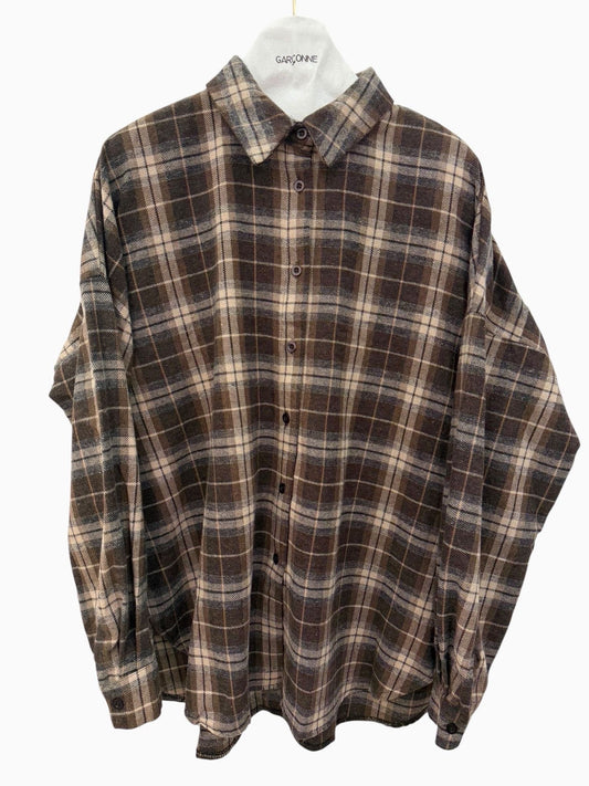 Garçonne blouse ruit bruin