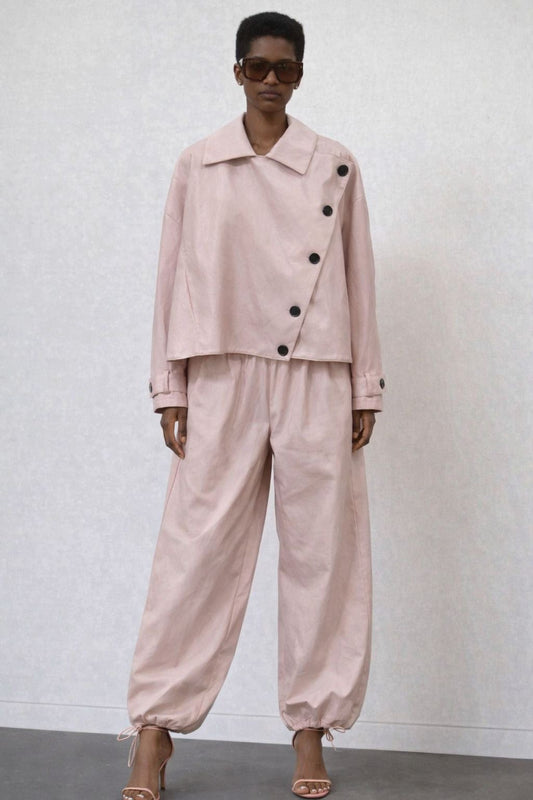 Garçonne vegan leather jasje roze