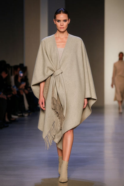 Garçonne poncho vest beige