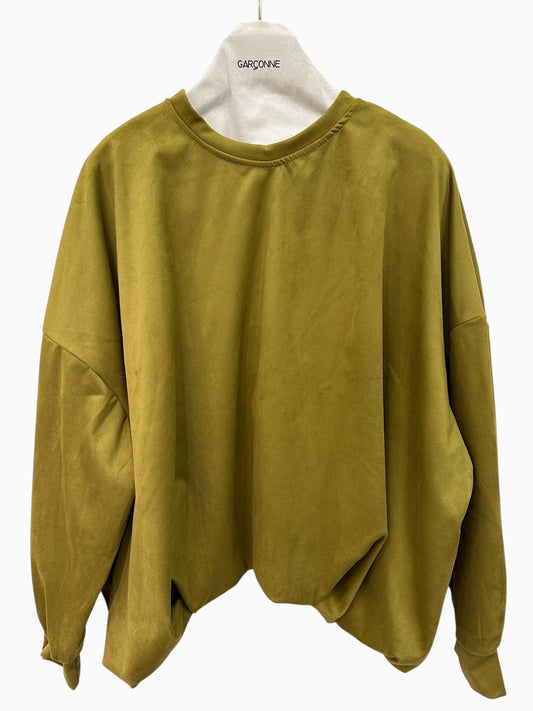 Garçonne suèdine pof top anijsgroen