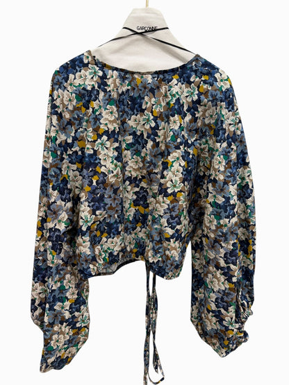 Garçonne flower top blauw