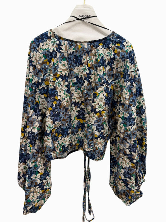 Garçonne flower top blauw