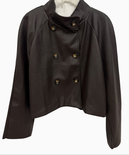 Vegan leather jasje bruin