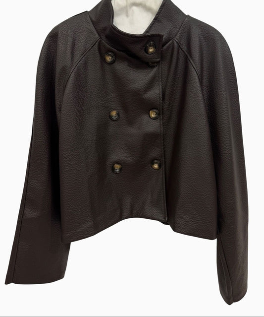 Vegan leather jasje bruin