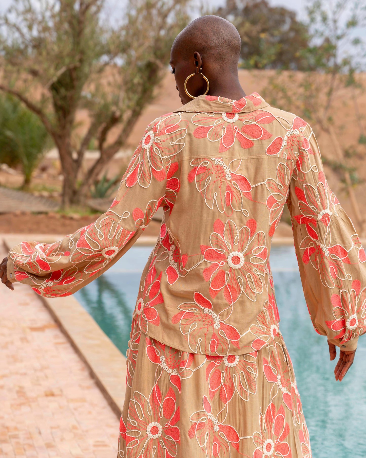 Bianca embroidered blouse Betina camel