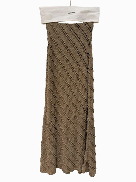 Garçonne lange rok structuur taupe