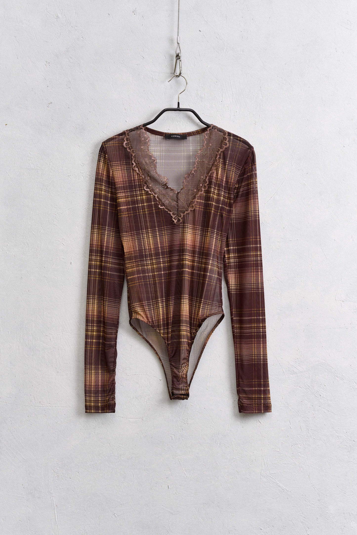 Lumina mesh body lace detail bruin