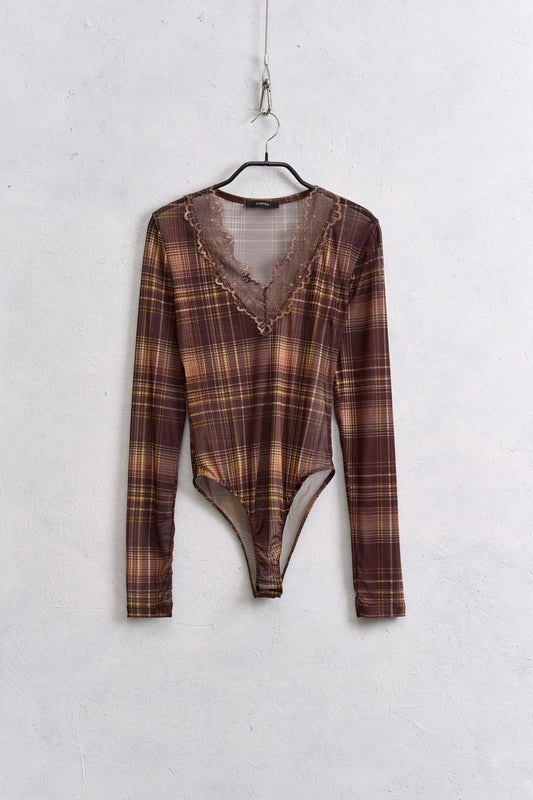 Lumina mesh body lace detail bruin