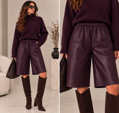 Luxe PU bermuda bordeaux