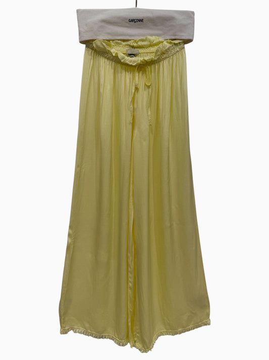 Garçonne wide leg pantalon lichtgeel