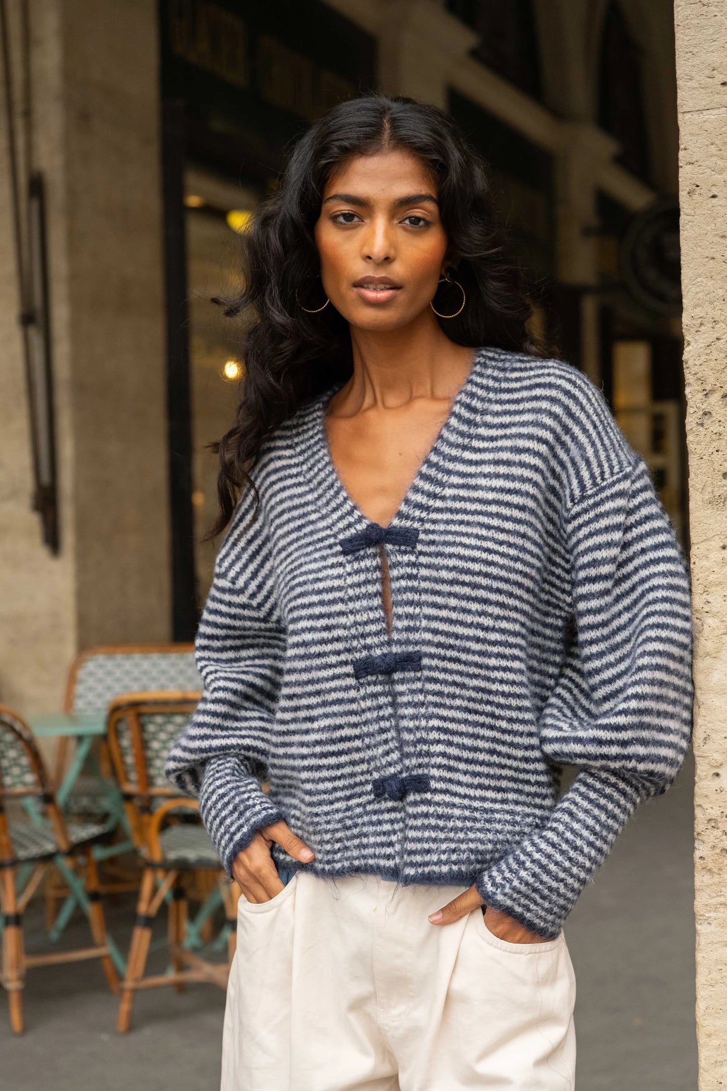 Gold & Silver gestreept vest blauw