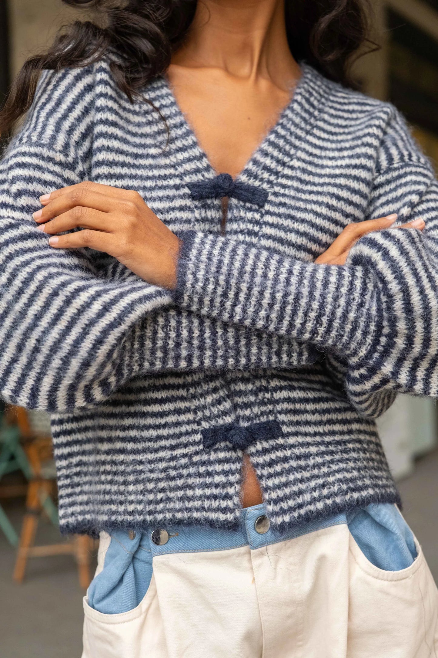Gold & Silver gestreept vest blauw