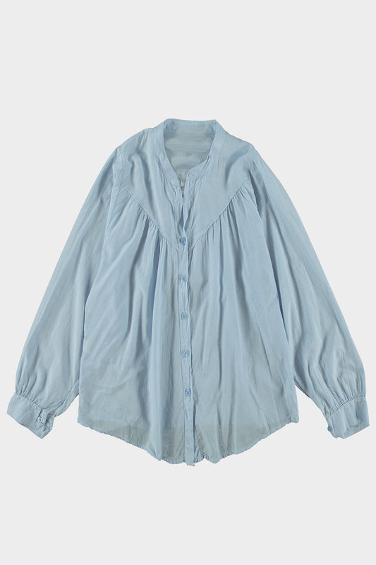 Basic blouse met ballonmouw - lichtblauw