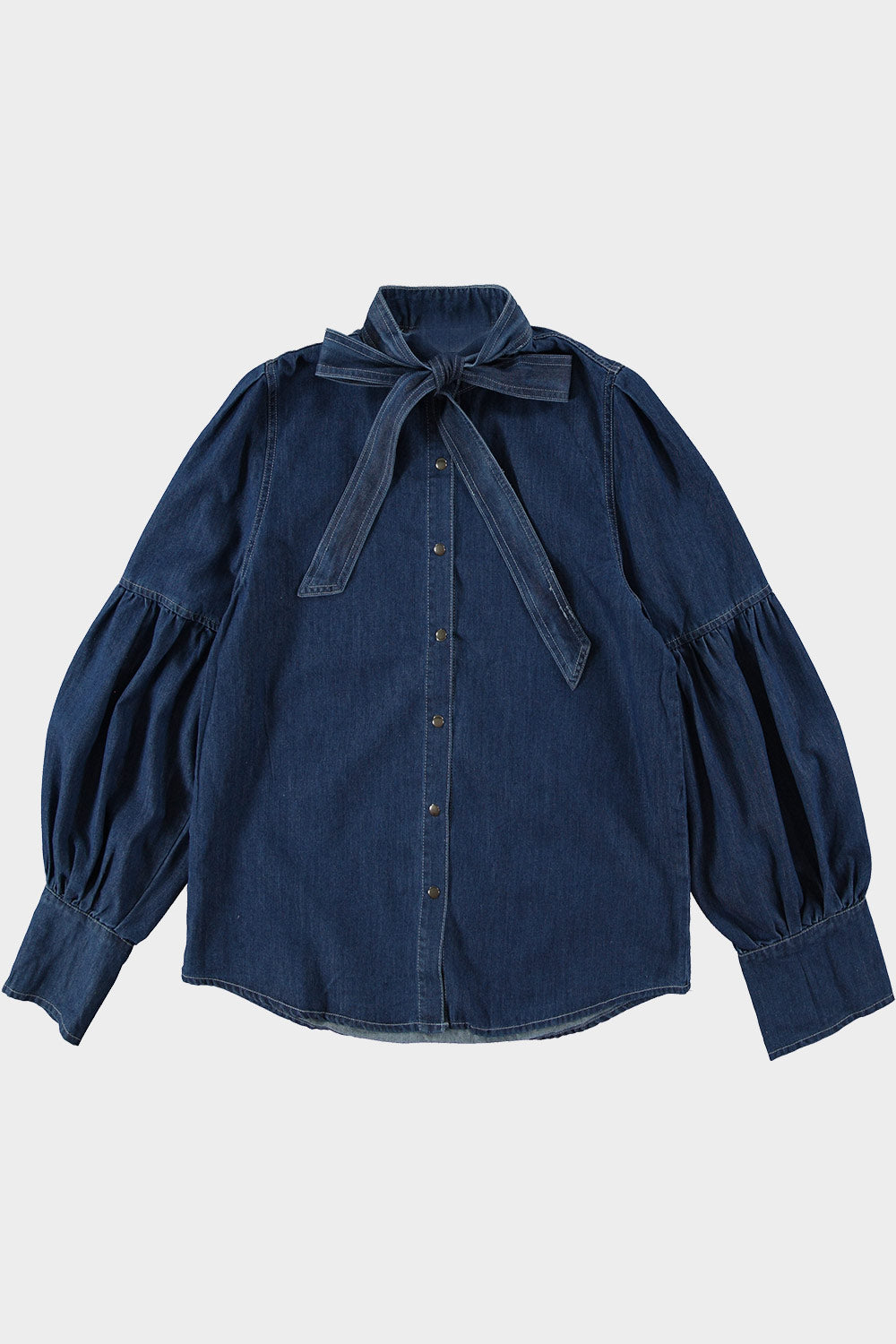 Jeans blouse strik donkerblauw