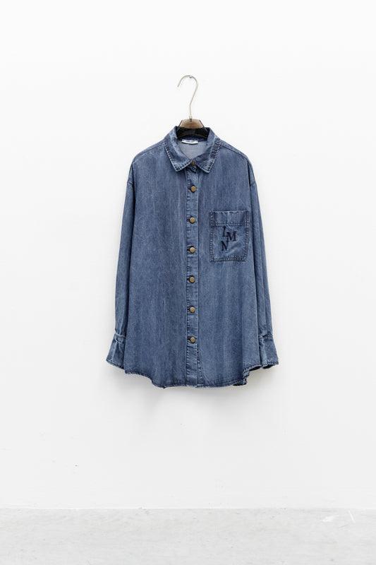 Lumina oversized denim blouse - Blauw