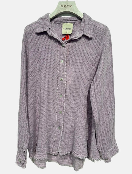 Garçonne losvallende blouse katoengaas - Lila