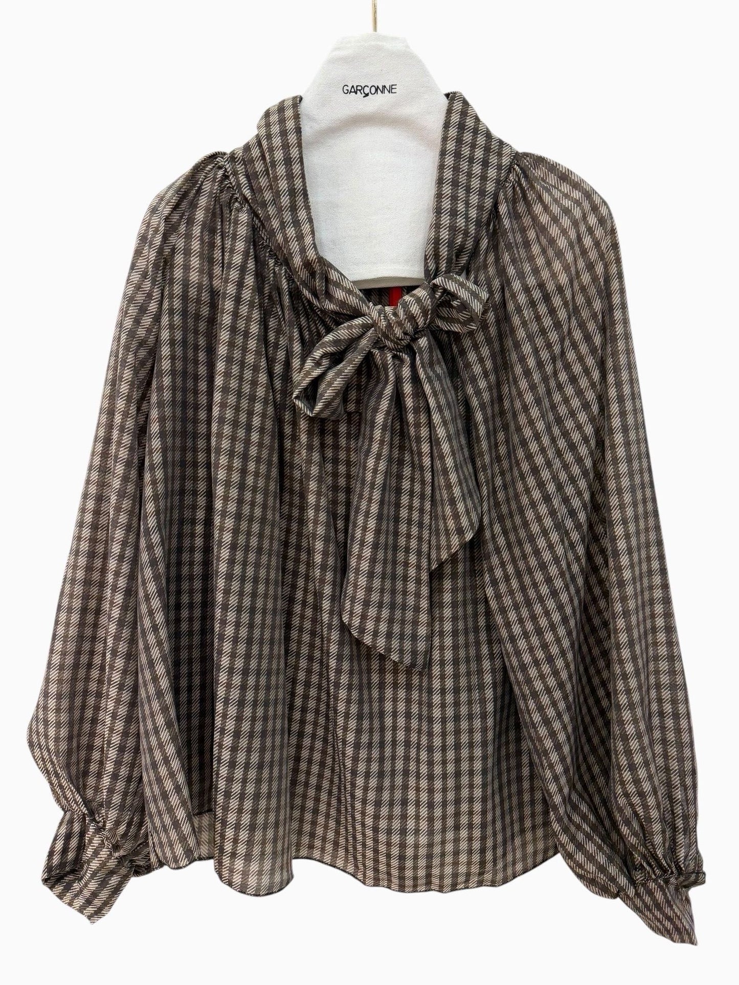 Garçonne blouse ruit bruin