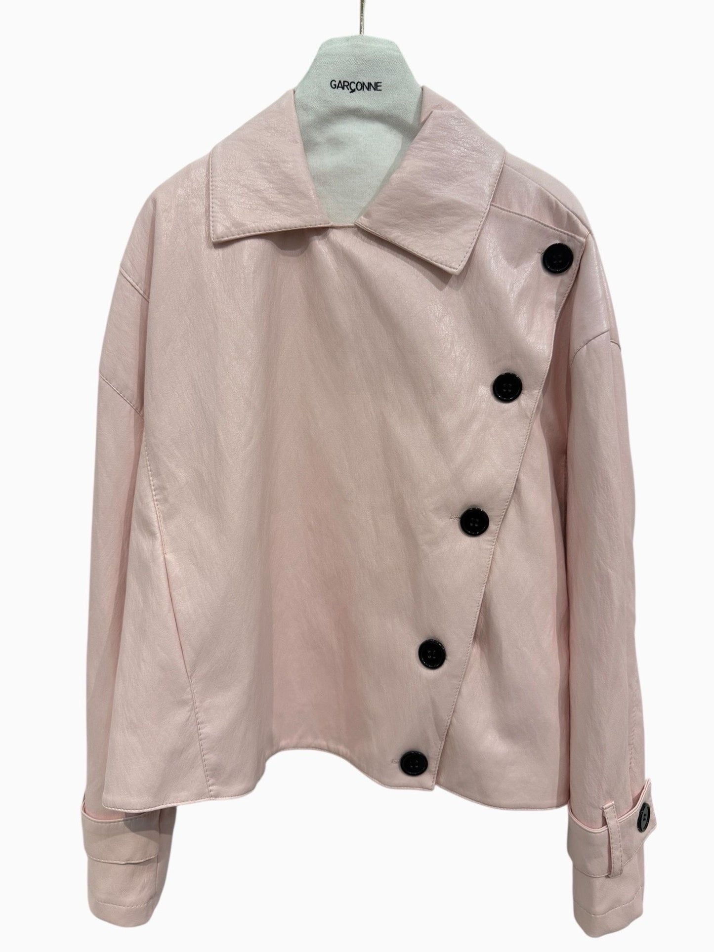 Garçonne vegan leather jasje geel