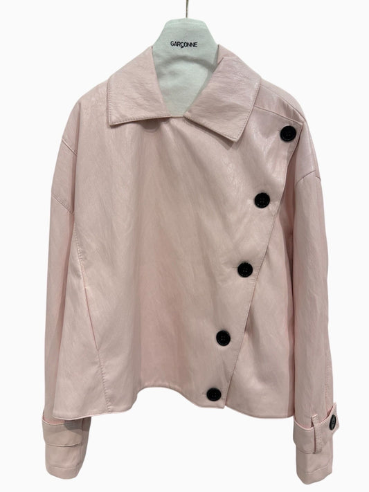 Garçonne vegan leather jasje roze