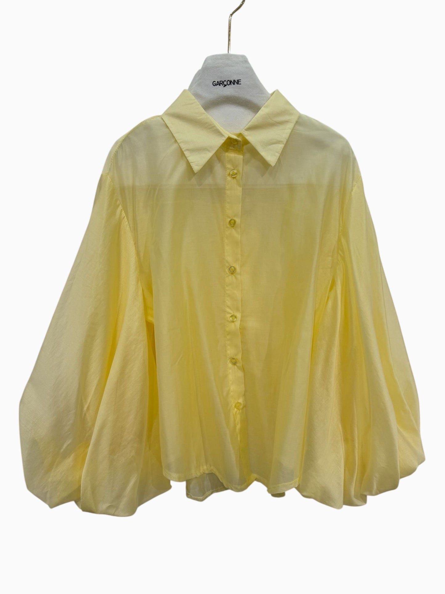 Garçonne blouse ballonmouw geel