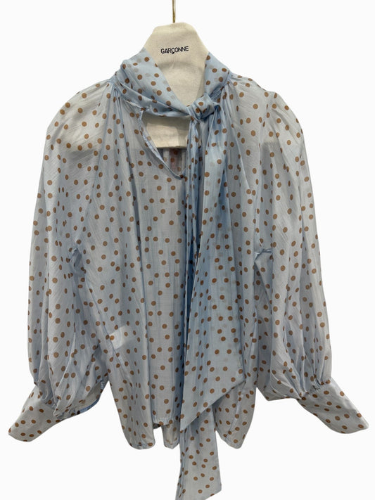 Garçonne striktop polkadots blauw