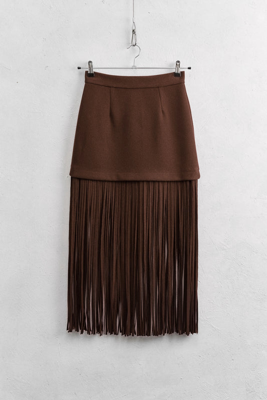 Lumina rok met franjes bruin
