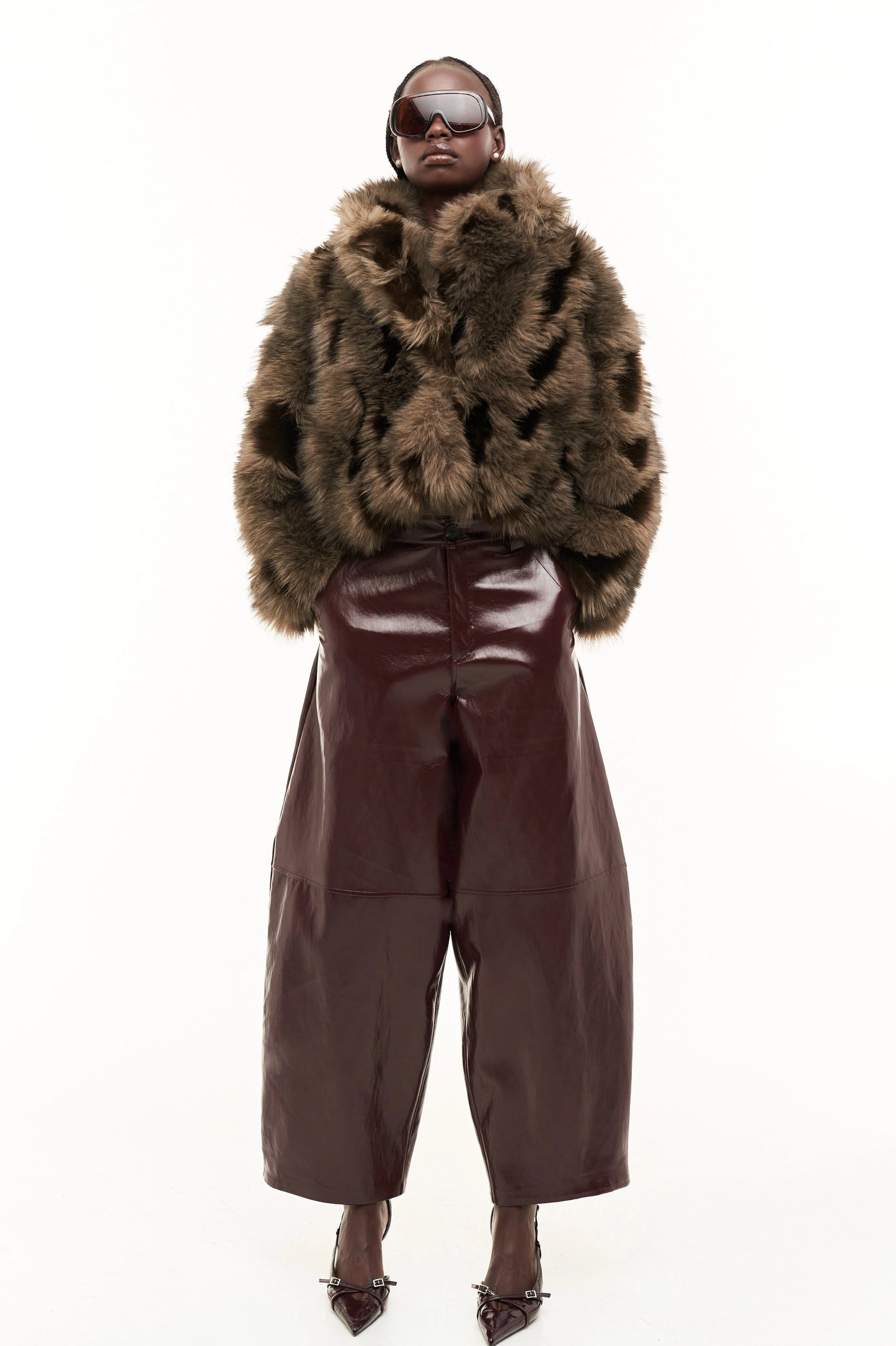 Lumina fake fur animal print jas bruin