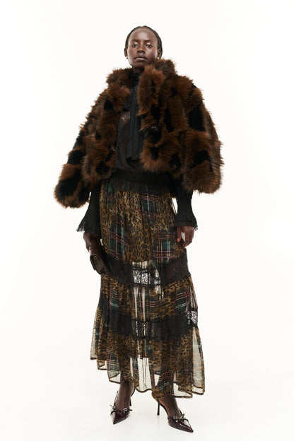 Lumina fake fur animal print jas bruin