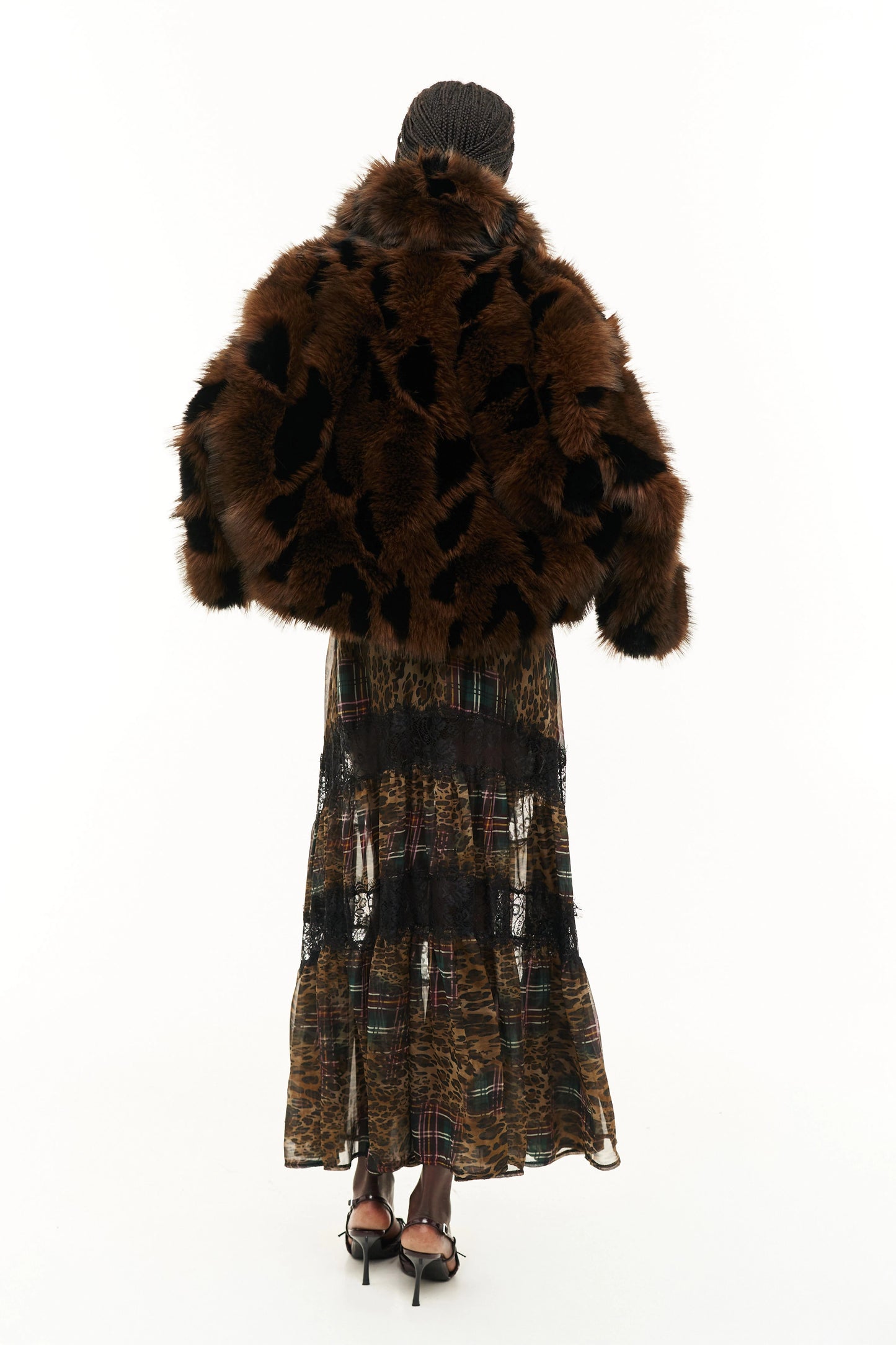Lumina fake fur animal print jas bruin