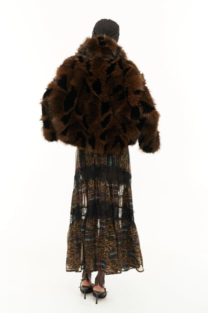 Lumina fake fur animal print jas bruin