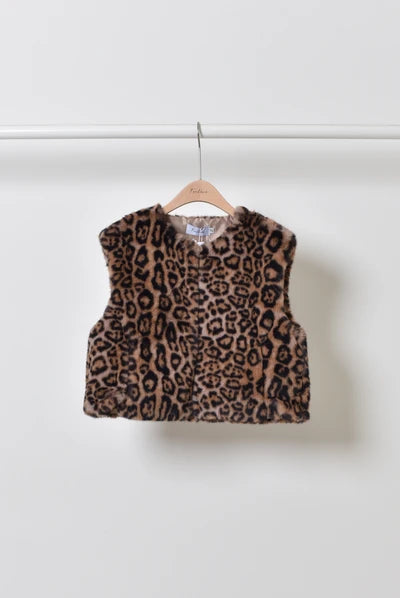 Fake fur gilet leopard - Bruin