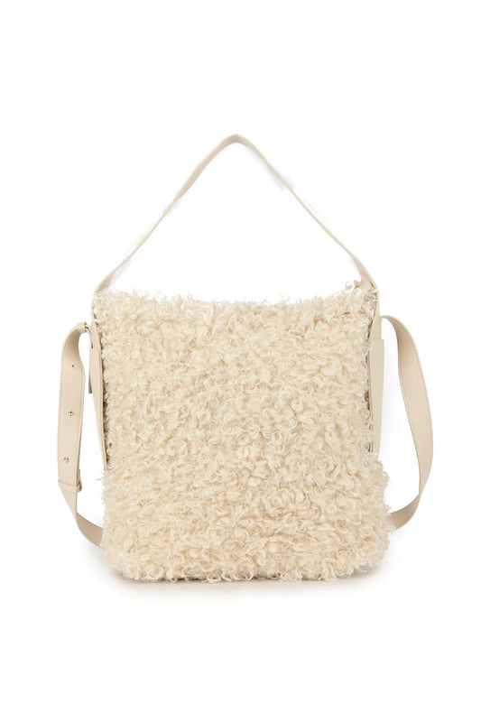 Giuliano fluffy teddy schoudertas - Beige