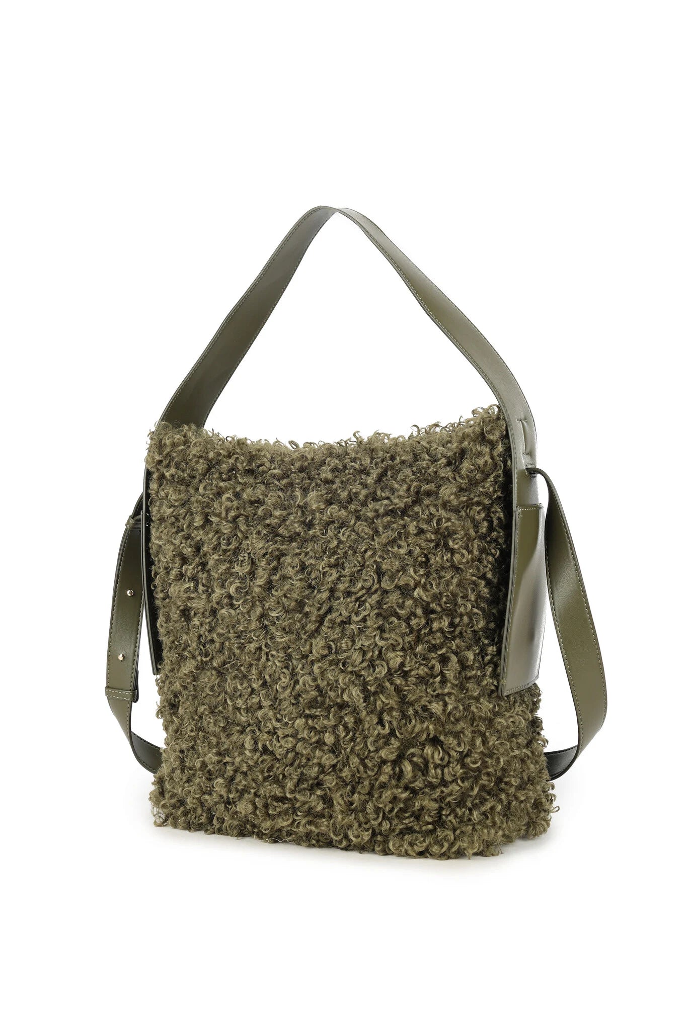 Giuliano fluffy teddy schoudertas - Olijf groen