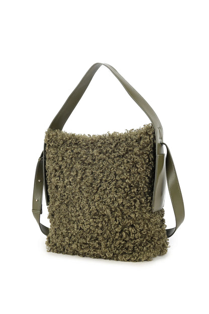 Giuliano fluffy teddy schoudertas - Olijf groen