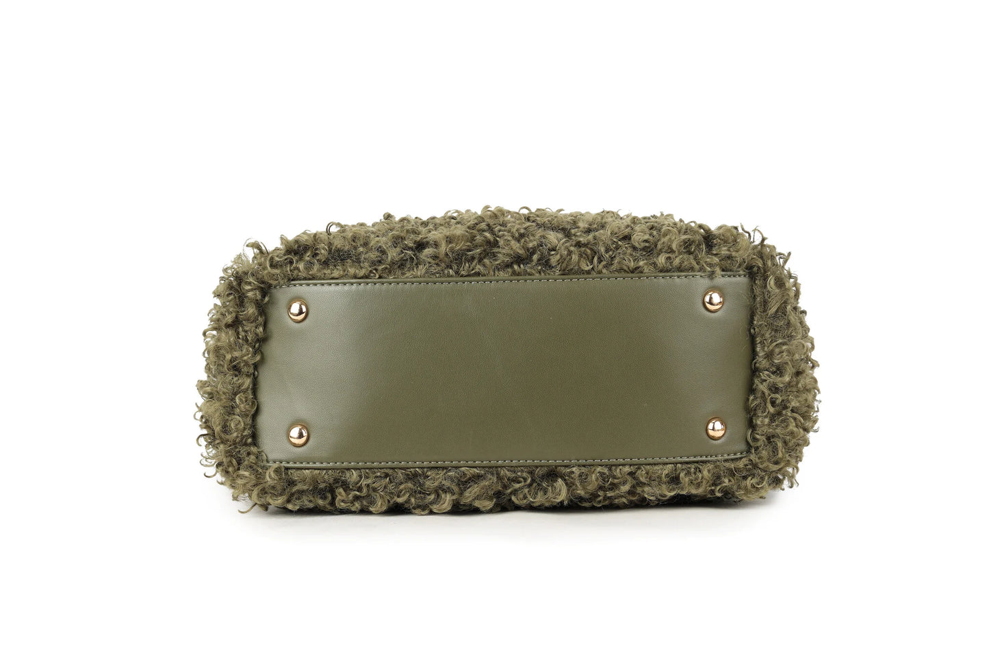 Giuliano fluffy teddy schoudertas - Olijf groen
