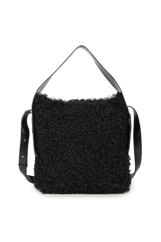 Giuliano fluffy teddy schoudertas - Zwart