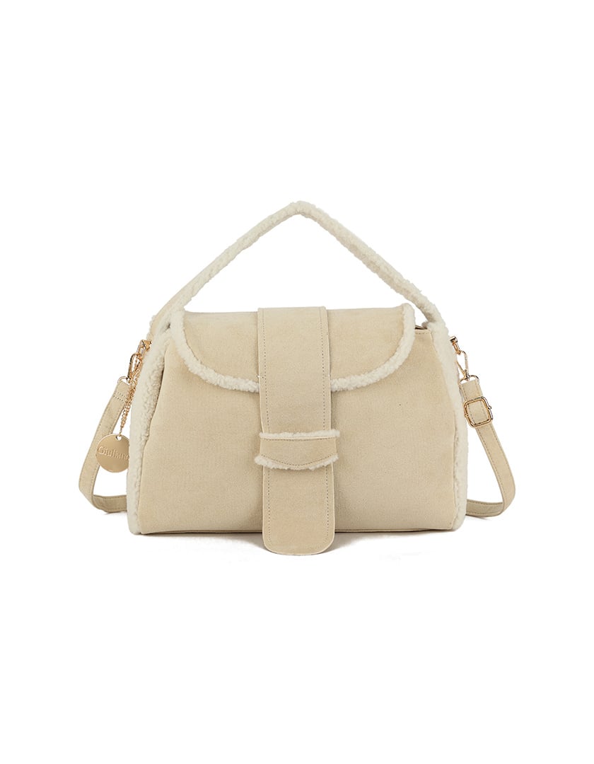 Giuliano teddy handtas met gesp - Beige