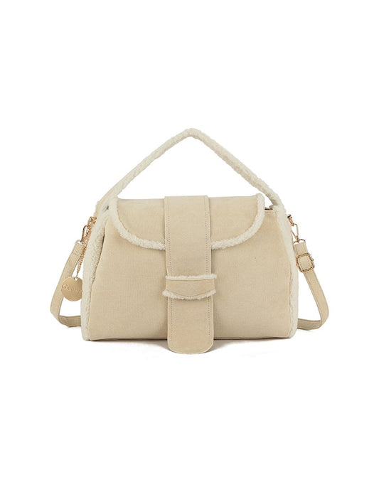 Giuliano teddy handtas met gesp - Beige