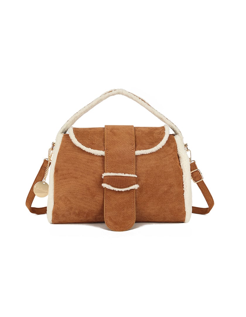 Giuliano teddy handtas met gesp - Beige