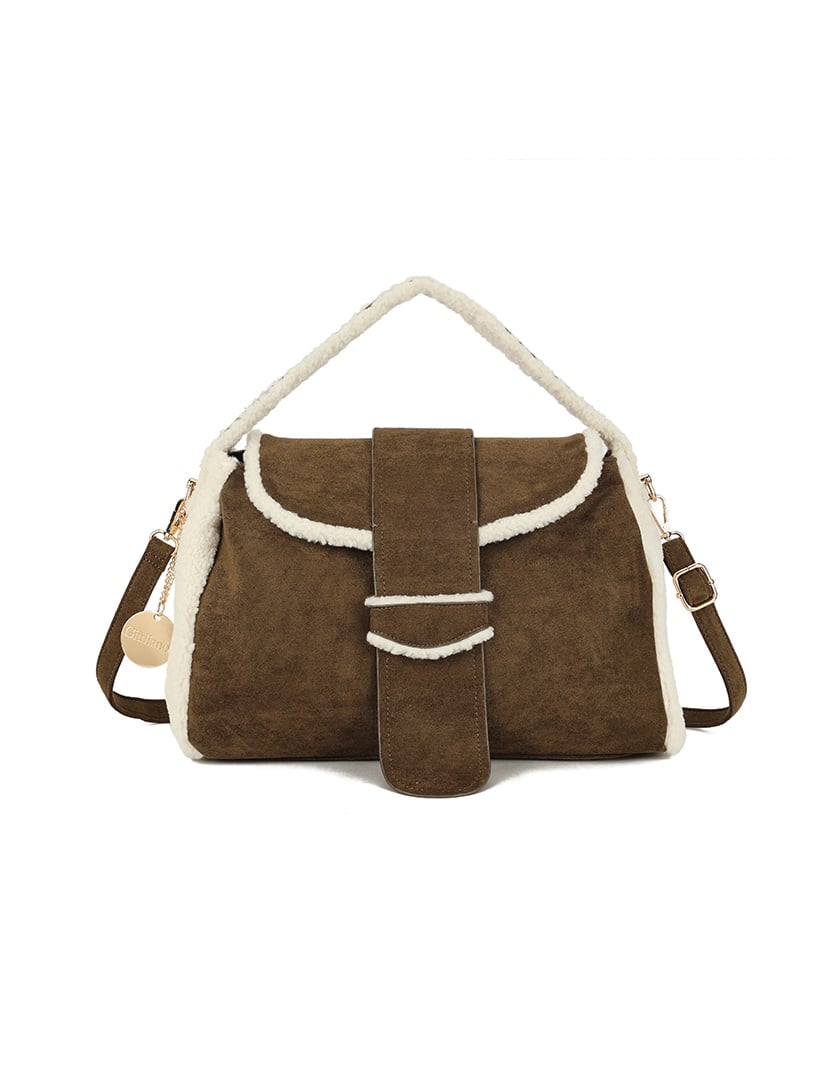 Giuliano teddy handtas met gesp - Beige