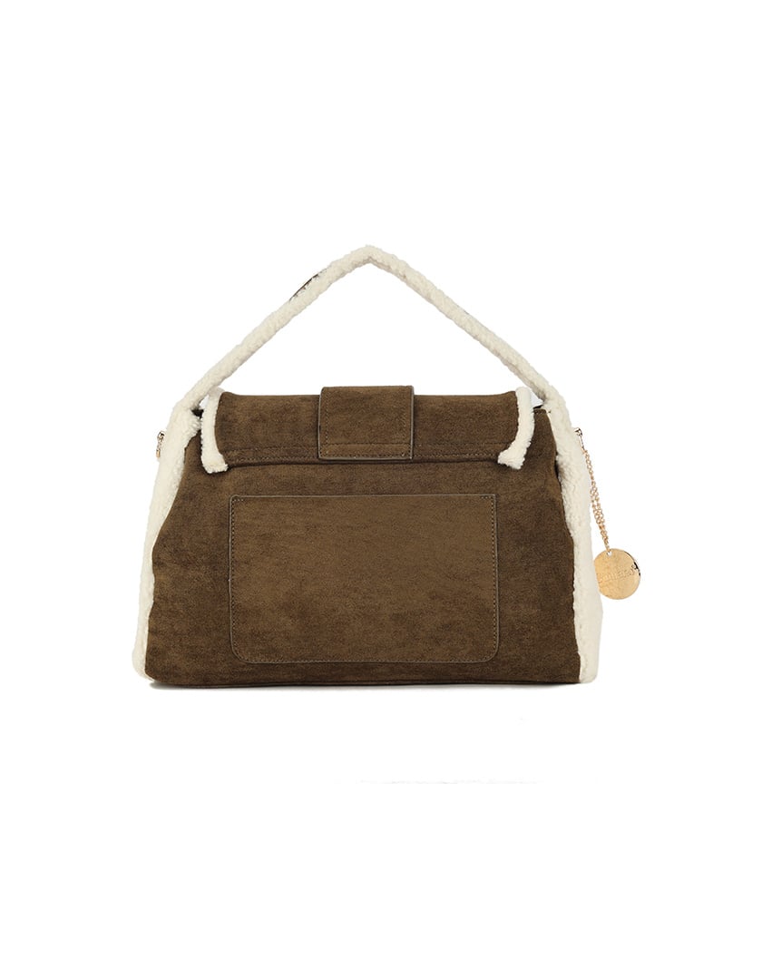 Giuliano teddy handtas met gesp - Beige