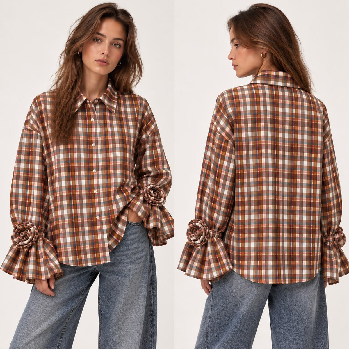Losvallende blouse print meerkleurig