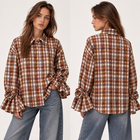 Losvallende blouse print meerkleurig