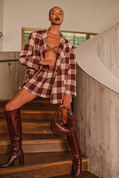 Lumina geplooide minirok Schotse ruit bordeaux