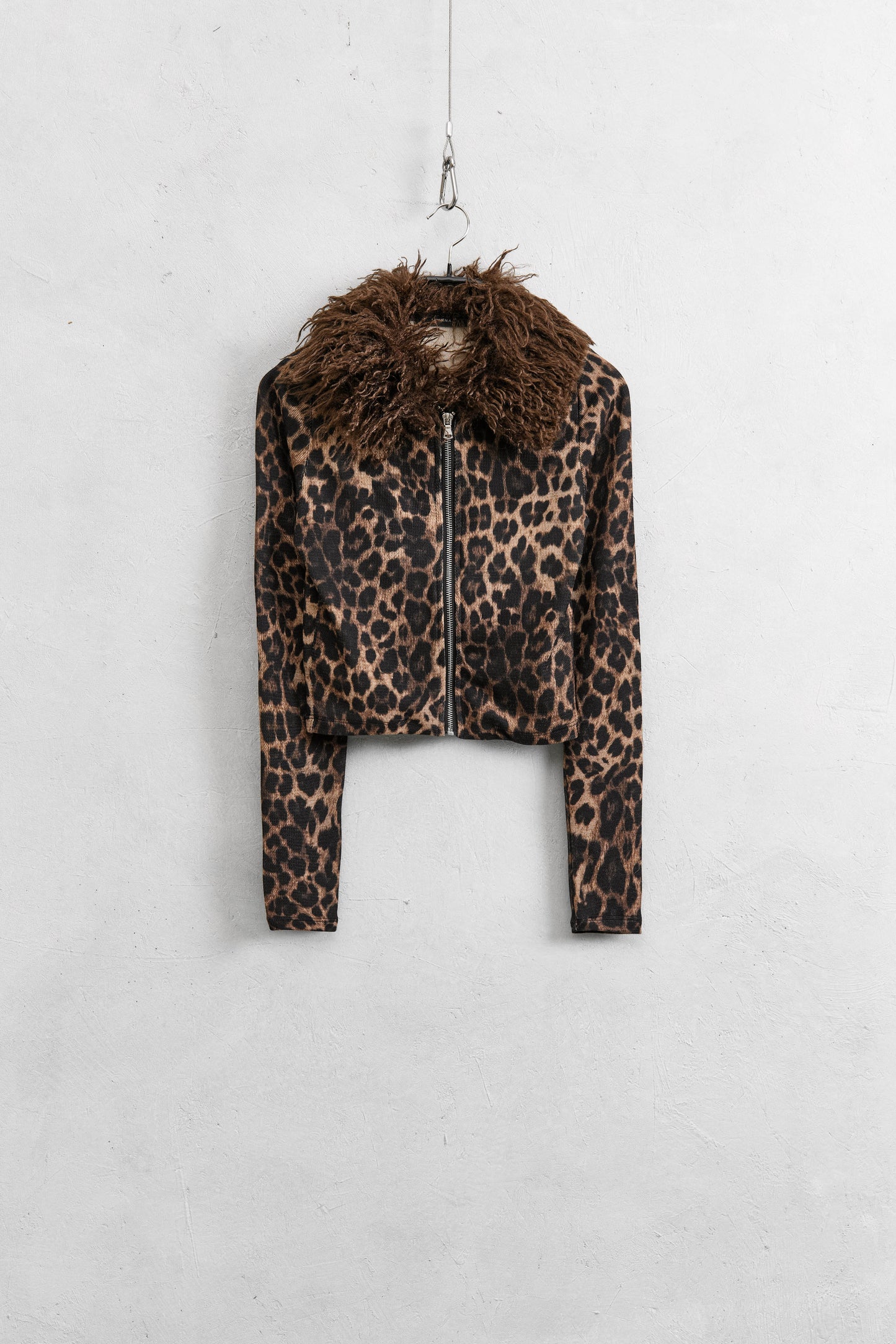Lumina sweatshirt leopard fake fur kraag bruin