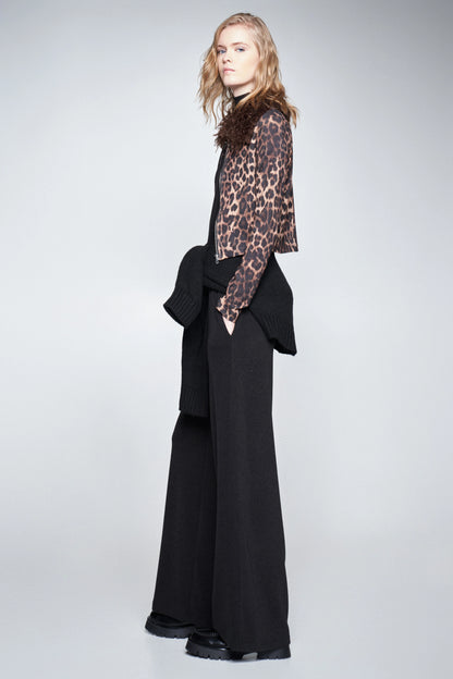 Lumina sweatshirt leopard fake fur kraag bruin