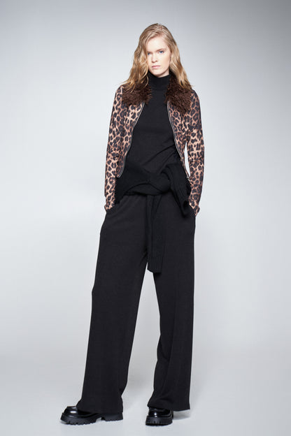 Lumina sweatshirt leopard fake fur kraag bruin