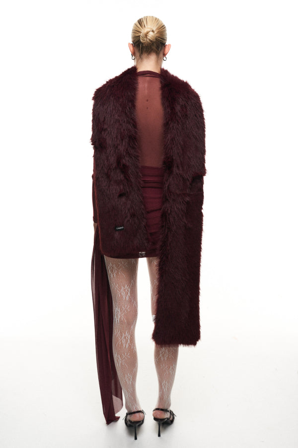 Lumina fake fur sjaal bordeaux