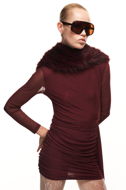 Lumina fake fur sjaal bordeaux